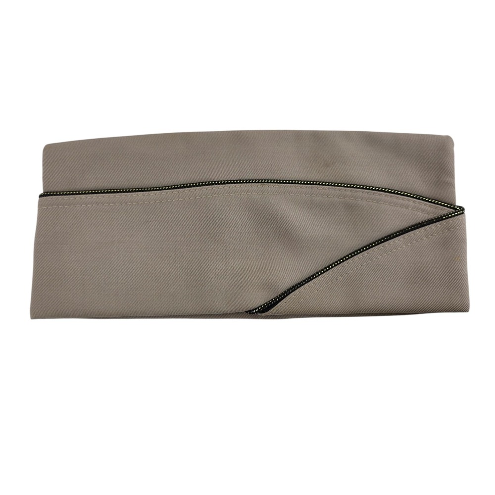Military Tan Side Cap Garrison Hat, Black Gold Piping, 7-1/8, US Bayly Original